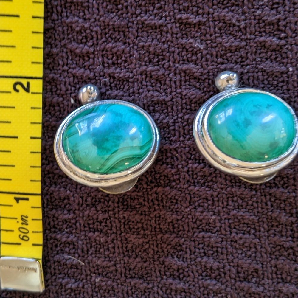 Malachite and silver earrings